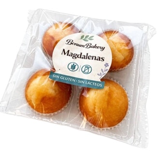 Magdalenas sin gluten y sin lácteos estuche 200 g - Bonum Bakery