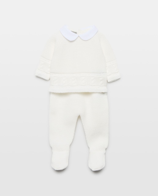 Conjunto cuello bebé manga larga clásico líneas bodoques y ochos de bebé