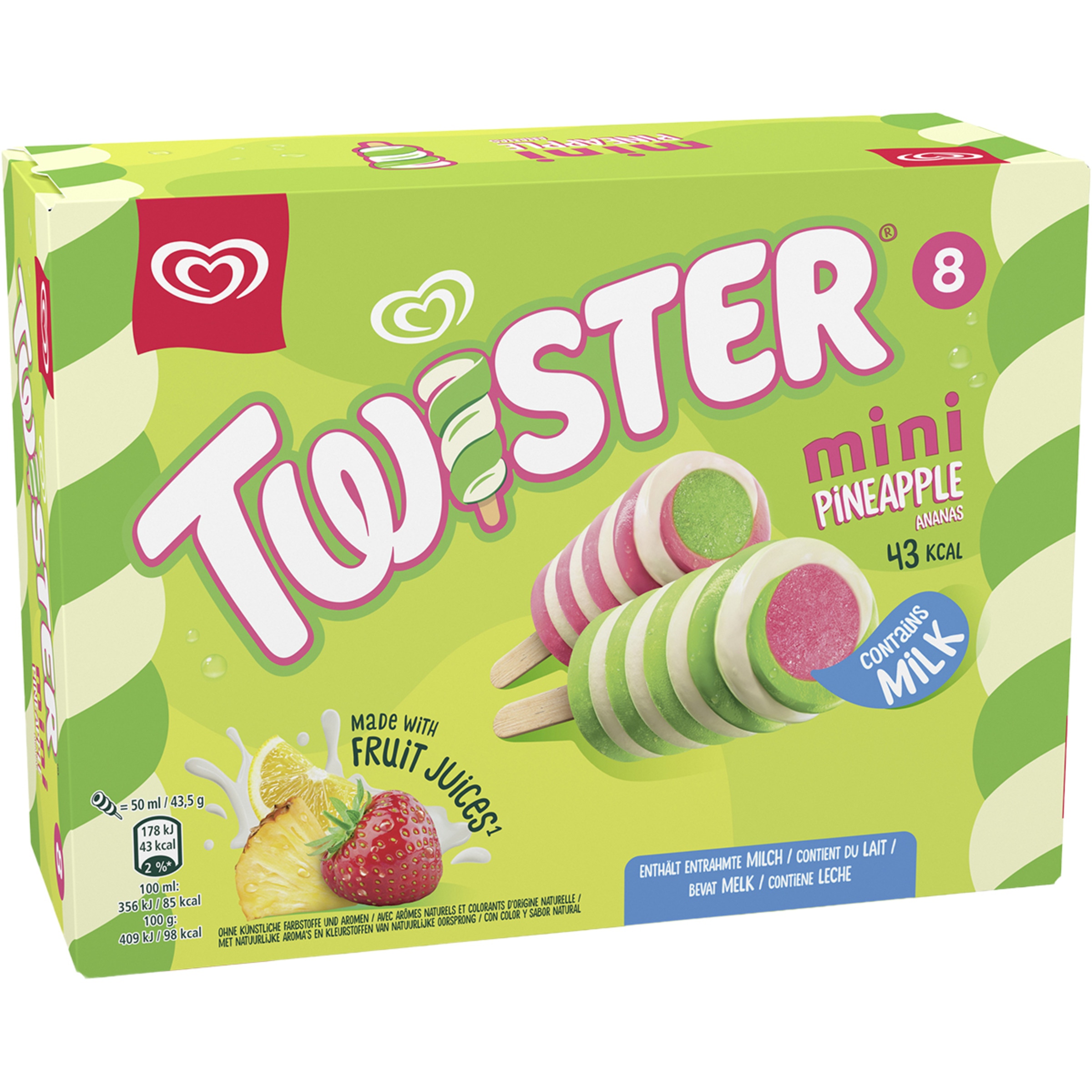 mini Twister con zumo de frutas sin gluten 8 unidades