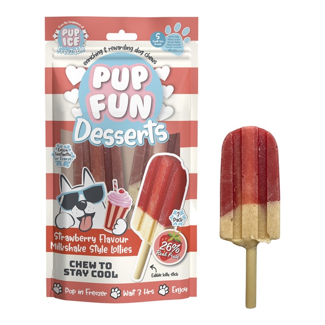 Snack helado para perros adultos pequeños fresa 2 unidades Pup Fun 60g