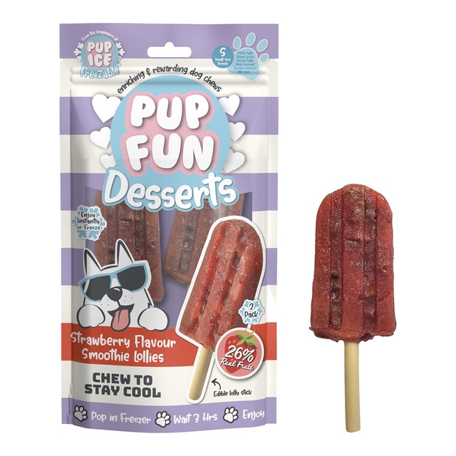 Snack helado para perros adultos pequeños fresa 2 unidades Pup Fun 60g