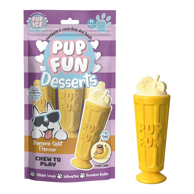 PUP FUN - Snack para perros adultos medianos banana split 3 unidades Pup Fun 90 g