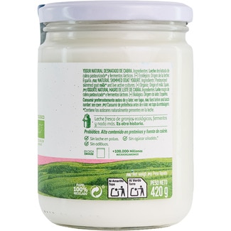 Yogur de cabra natural desnatado 0% m.g. ecológico tarro 420 g - El Cantero De Letur