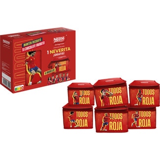 2 tabletas chocolate con leche de 125 g + 1 tableta de chocolate con leche y maíz  de 84 g estuche 334 g con una neverita gratis de Todos con la Roja - Nestle Extrafino