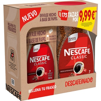 Café soluble descafeinado pack 2 frasco 350 g + doypack de 150 g - Nescafe Classic