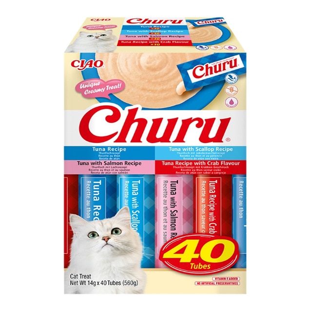Churu - Snack para gatos adultos Churu variedades atún 40 x 14 g.