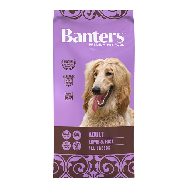 Banters - Pienso para perros adultos medianos Banters cordero y arroz 15 Kg