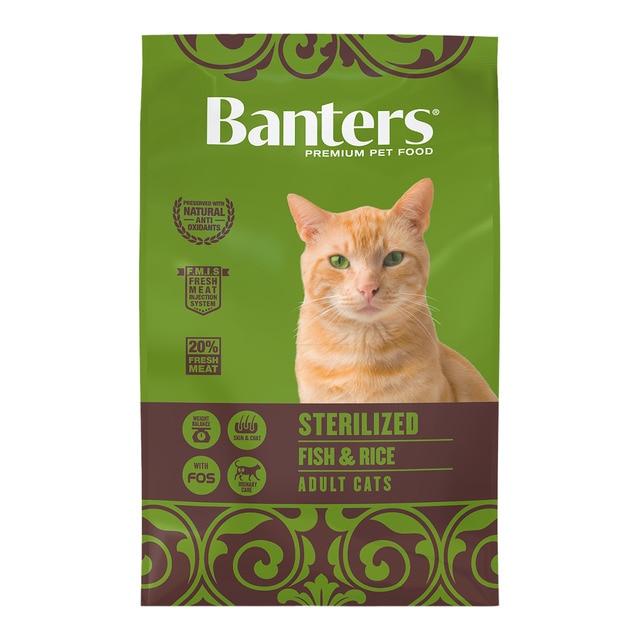 Banters - Pienso para gatos adultos esterilizados Banters pescado y arroz