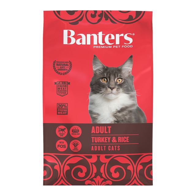 Banters - Pienso para gatos adultos Banters pavo y arroz 2 kg