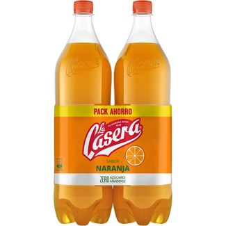 Gaseosa sabor naranja zero azúcares añadidos pack 2 pack ahorro LA CASERA