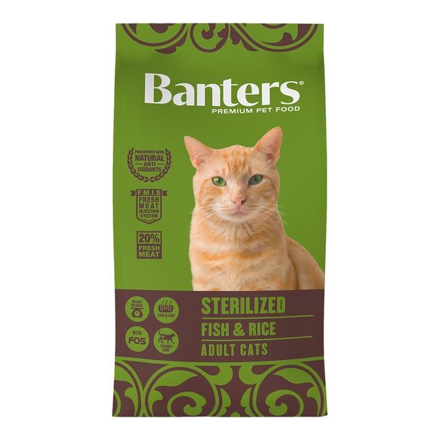 Banters - Pienso para gatos adultos esterilizados Banters pescado y arroz