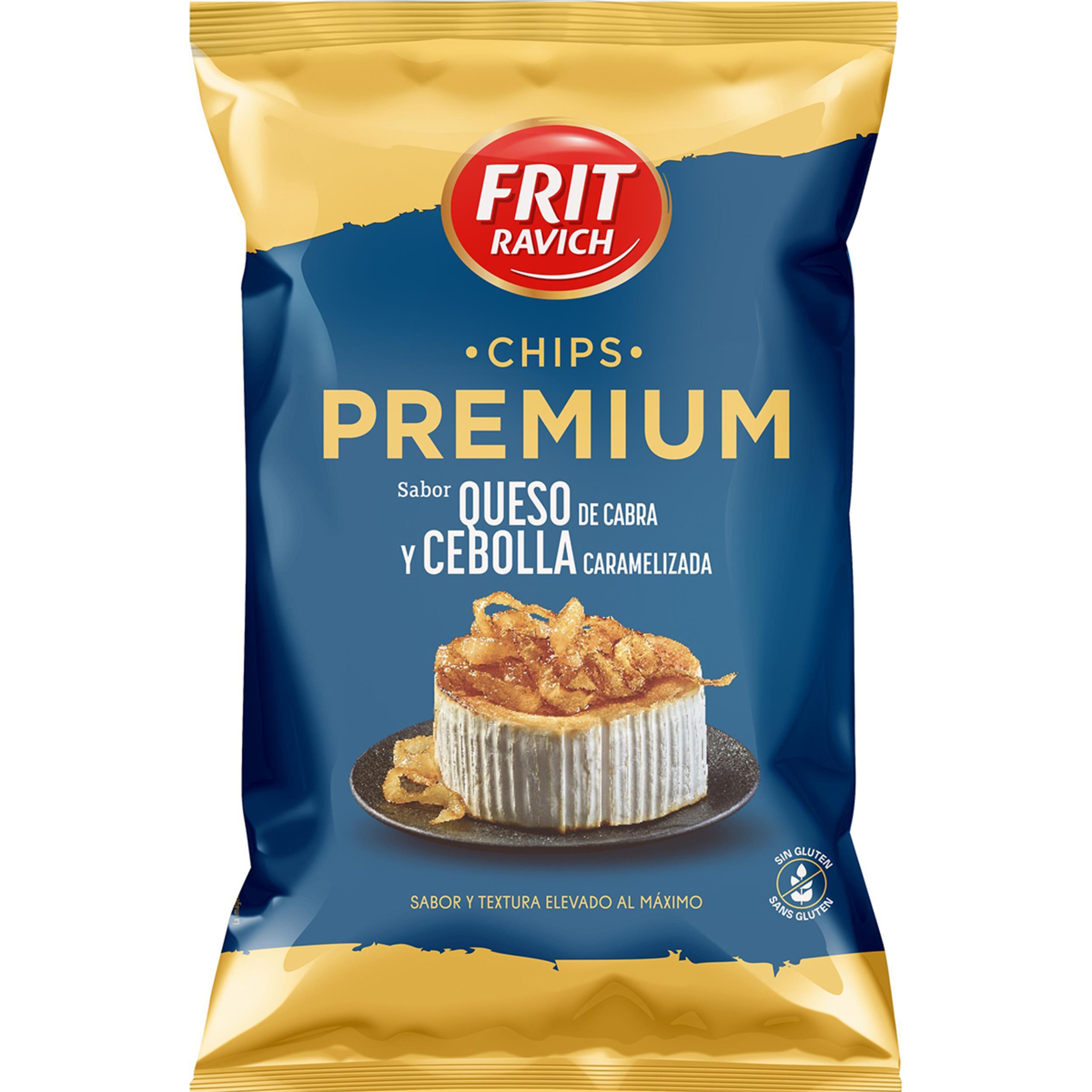 Patatas fritas sabor queso de cabra y cebolla caramelizada Sin Gluten bolsa 160 g - Frit Ravich Premiun