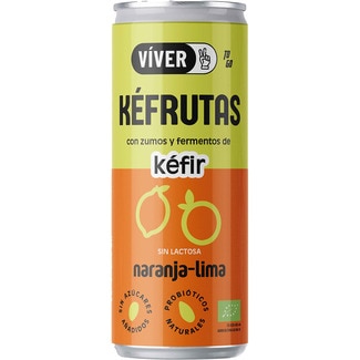 Kefrutas bebida ecológica probióticos fermentada con cultivos utilizados en el kéfir lata 250 ml sabor naranja lima sin azúcares añadidos sin lactosa - Viver