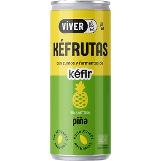 Kefrutas bebida ecológica probióticos fermentada con cultivos utilizados en el kéfir lata 250 ml sabor piña sin azúcares añadidos sin lactosa - Viver