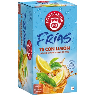 Infusión agua fría té con limón sin azúcares añadidos paquete 20 bolsitas - Pompadour