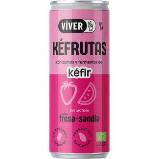 Kefrutas bebida ecológica probióticos fermentada con cultivos utilizados en el kéfir lata 250 ml sabor fresa sandia sin azúcares añadidos sin lactosa - Viver