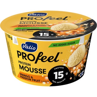 Profeel mousse con proteínas de mango y fruta de la pasión sin azúcar añadido sin lactosa envase 150 g - Valio