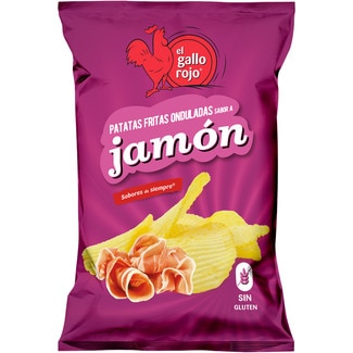 Patatas fritas onduladas sabor jamón sin gluten EL GALLO ROJO