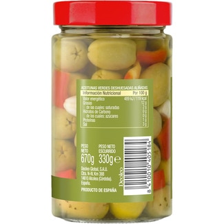 Aceitunas verdes deshuesadas variedad gordal frasco 350 g neto escurrido - Carbonell