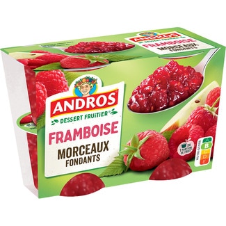 Postre de frambuesa con trozos pack 4 unidades 400 g - Andros