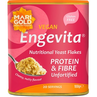 Marigold Levedura Nutricional Yeast Flakes Vitamin D e Super B12 Vegan embalagem 100 g