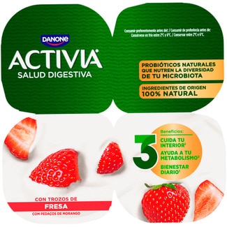 Bífidus con trozos de fresa pack 4 unidades 120 g - Danone Activia