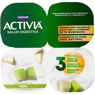 Bífidus con trozos de pera pack 4 unidades 120 g - Danone Activia