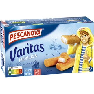 Varitas de merluza empanada 10 unidades estuche 300 g - Pescanova