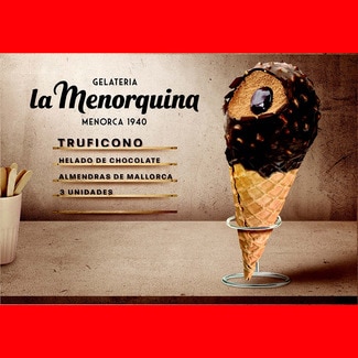 Truficono helado de chocolate y almendras de Mallorca 3 unidades estuche 390 ml - Menorquina