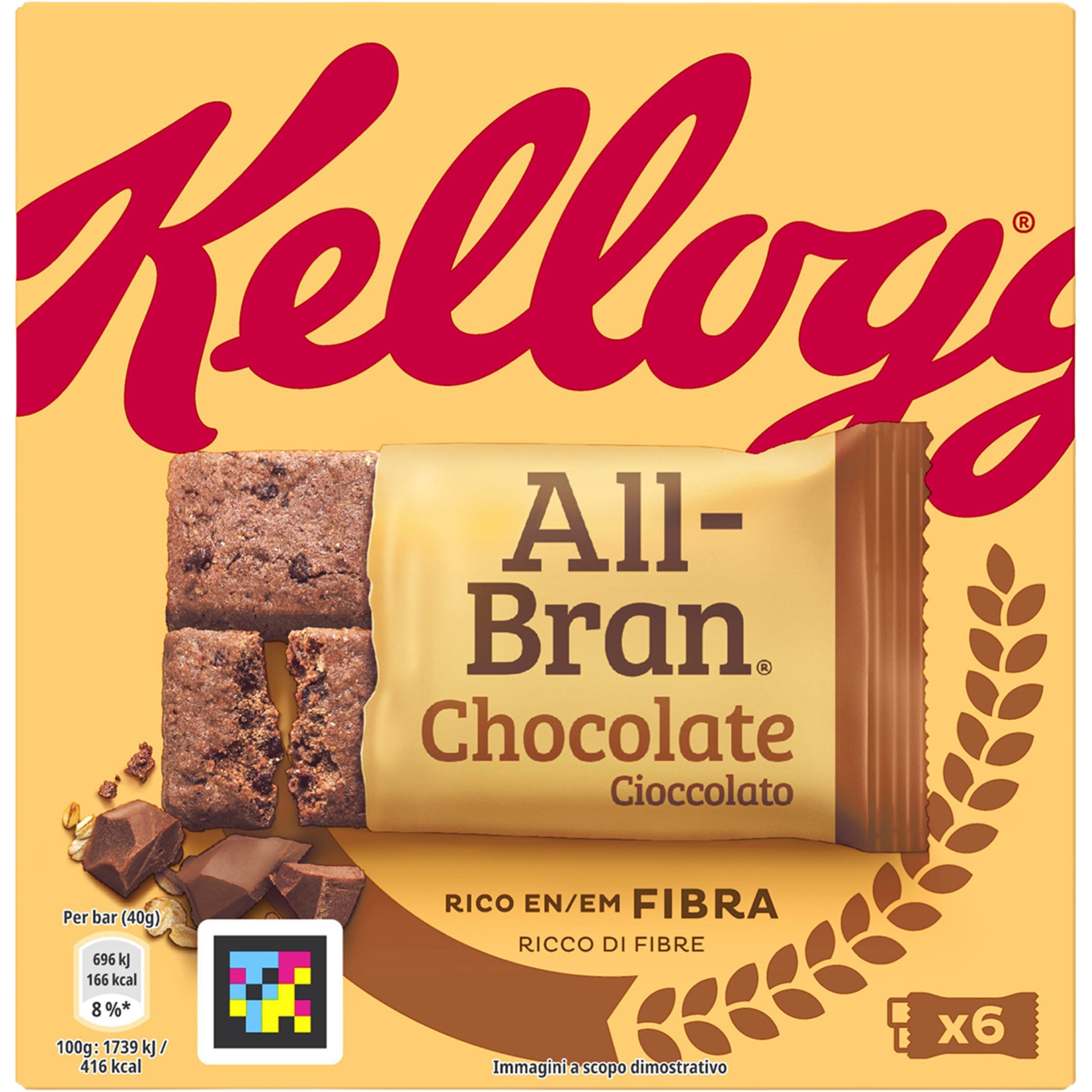 Barritas de cereales de chocolate con fibra natural de salvado de trigo estuche 240 g 6 unidades - Kellogg's All-bran