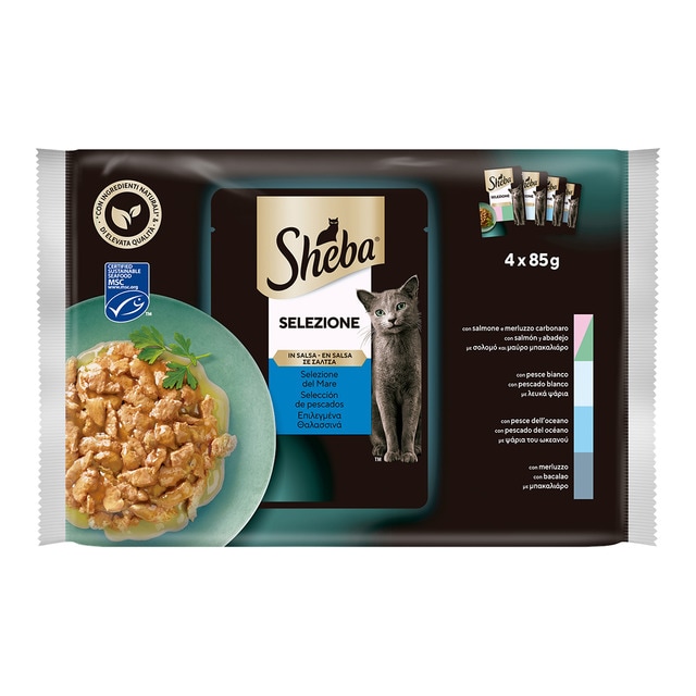 Sheba - Comida húmeda para gatos adultos Sheba Selección pescado en salsa 4 x 85 g