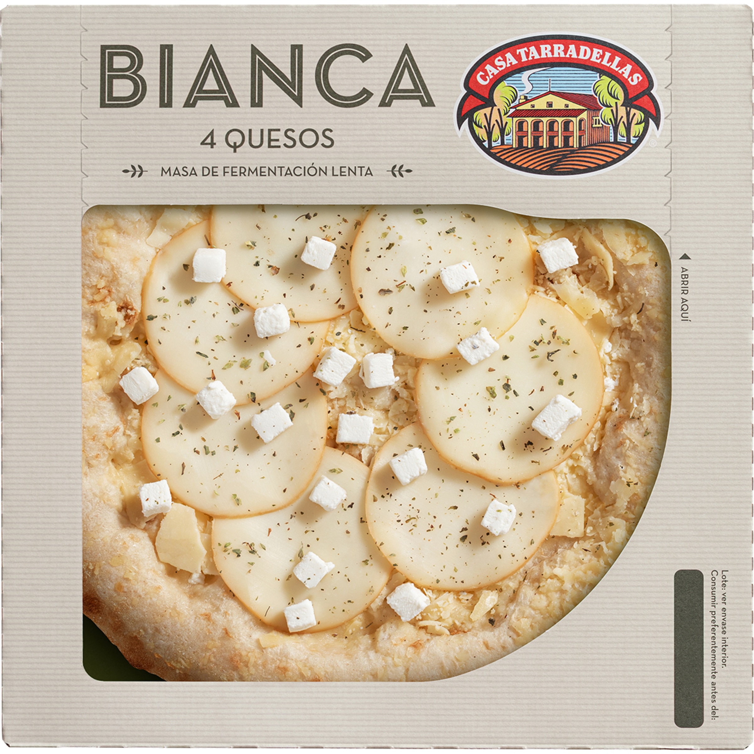Pizza bianca 4 quesos de fermentación lenta envase 400 g - Casa Tarradellas