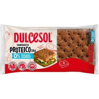 Pan sottile proteico para sandwich 0% azúcares añadidos 4 unidades DULCESOL