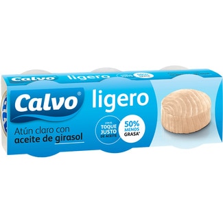 Atún claro en aceite de girasol ligero pack 3 CALVO