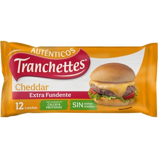 Queso fundido cheddar extra fundente en lonchas 12 unidades TRANCHETTES