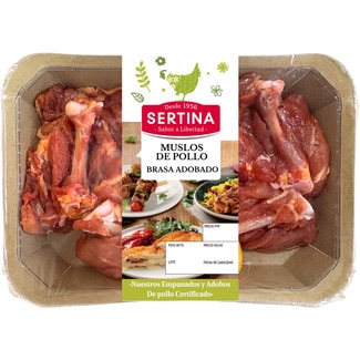 Muslos de pollo brasa adobado peso aproximado bandeja 600 g - Sertina