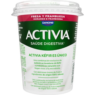 Kéfir con trozos de fresa y frambuesa envase 380 g - Danone Activia