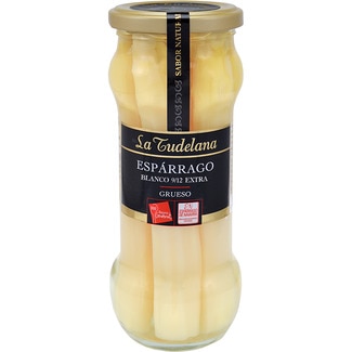 Espárragos blancos extra IGP de Navarra grueso 9-12 piezas frasco 205 g neto escurrido - La Tudelana