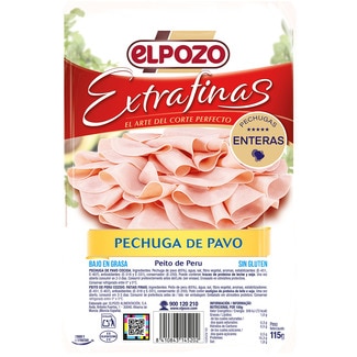 Extrafinas pechuga de pavo bajo en grasa en lonchas envase 115 g sin gluten - Elpozo