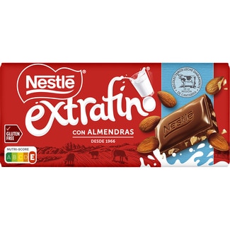 Chocolate con leche y almendras sin gluten tableta 123 g - Nestle Extrafino
