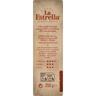 Café descafeinado molido mezcla paquete 250 g - La Estrella
