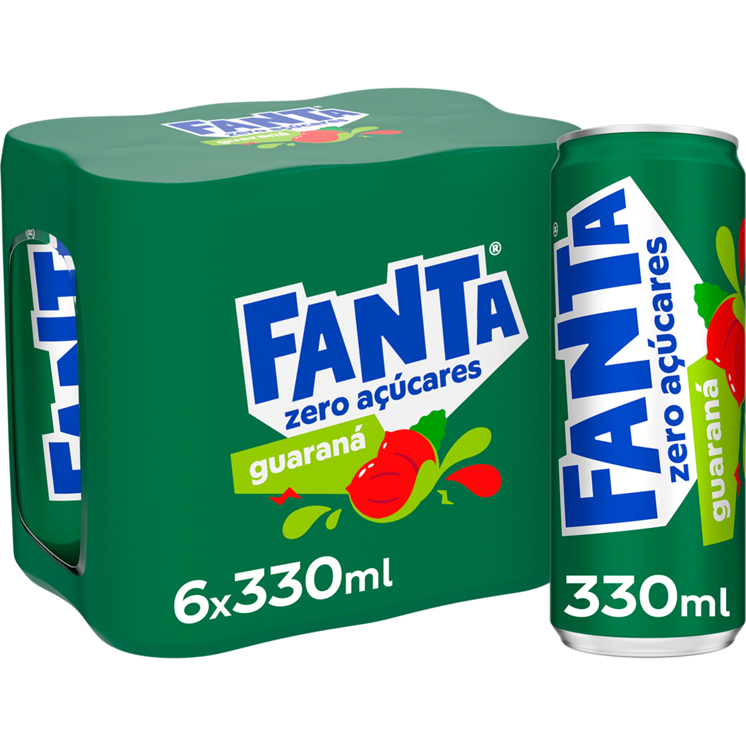 Fanta Refrigerante Guaraná Zero, Pack 6 unidades, 33cl