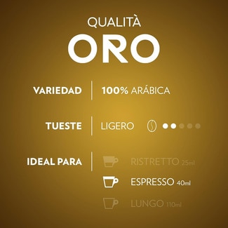 Café natural Qualitá Oro 100% Arábica intensidad 8/13 estuche 30 cápsulas compatibles con máquinas Nespresso - Lavazza