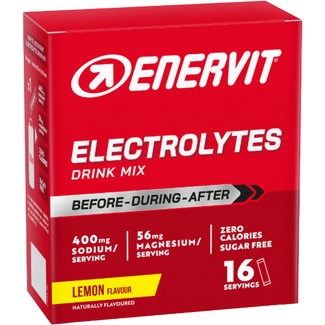 Bebida de electrolitos en polvo sabor limón sin calorías sin azúcar pack 16x4g envase 64 g - Enervit