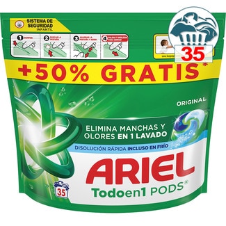 Detergente cápsulas Original Todo en 1 Pods bolsa 35 cápsulas - Ariel