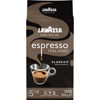 Café molido natural Espresso italiano 100% Arábica intensidad 5/10 paquete 250 g - Lavazza