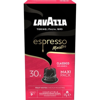 Café Espresso Maestro classico 100% Arábica intensidad 9/13 estuche 30 cápsulas compatibles con máquinas Nespresso - Lavazza