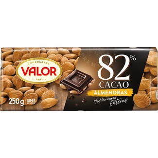 Chocolate negro 82% cacao con almendras mediterráneas enteras y sin gluten tableta 250 g - Valor