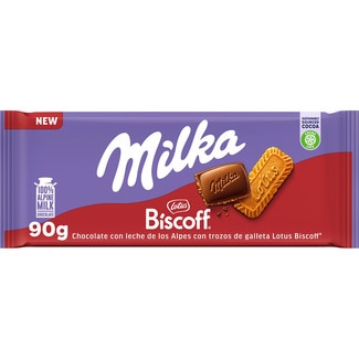 Lotus Biscoff chocolate con leche de los Alpes con trozos de galletas tableta 90 g - Milka