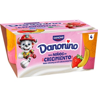 Petit maxi duo sabor fresa y plátano sin gluten pack 4 unidades 100 g - Danone Danonino